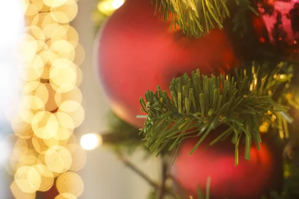 Nieuwjaar Kerstmis Mooie Lichten Bokeh Goud Warme Achtergrond — Stockfoto