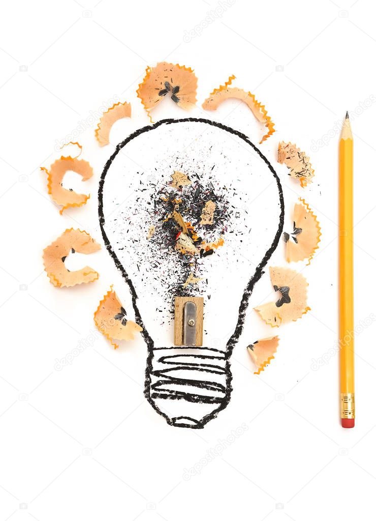 Creative ideas icon with a pencil and a light bulb  as a symbol of creativity and innovation 