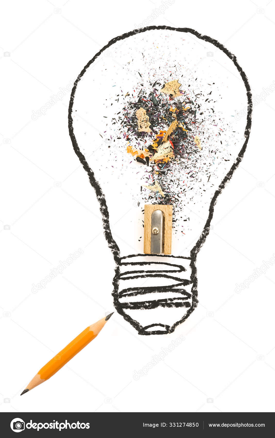 Pencil-Bulb Drawing Light - Creative Idea Concept Stock Photo by ©rfphoto  120112184