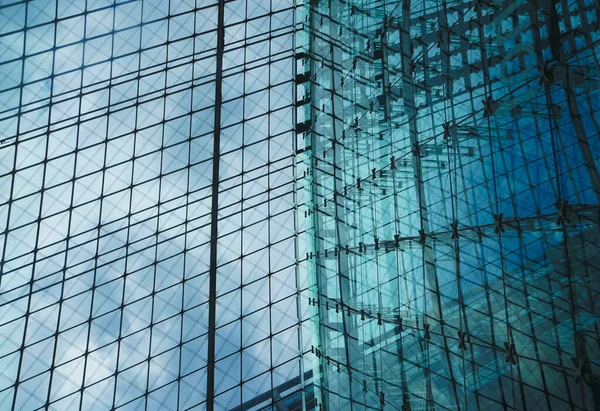 architecture of geometry at glass window - monochrome. Modern architecture business building abstract direct line details steel facade background . Berlin - Railway Station building.