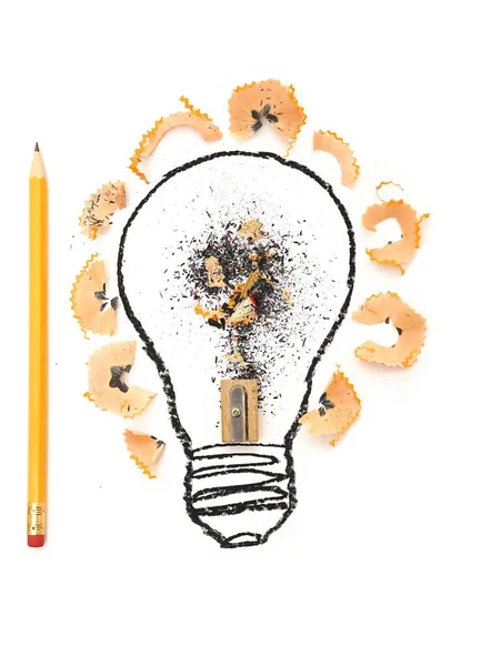 Kreativa Idéer Ikon Med Penna Och Glödlampa Gift Tillsammans Som — Stockfoto