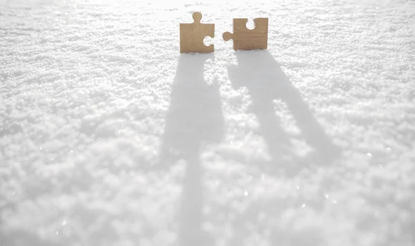 Δύο Γρίφους Χιονισμένο Φόντο Έννοια Του Χειμώνα Αποτύπωμα Στο Χιόνι — Φωτογραφία Αρχείου