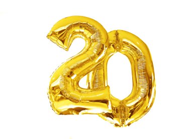 20 numaralı gümüş folyo kutlama balonları.