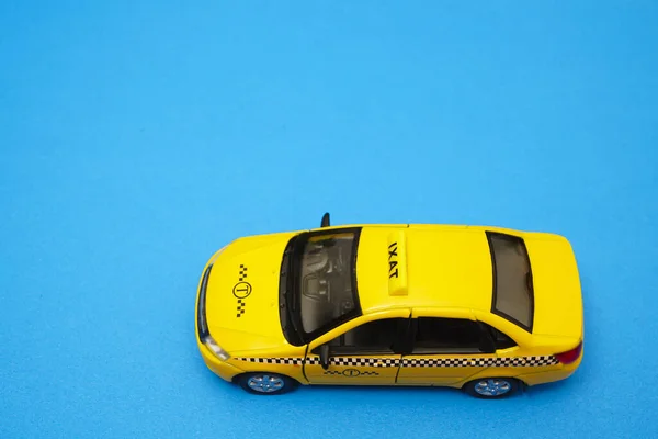 Sarı Taksi Üst Manzara Taşıma Levhası Otomobil Sürüş Sembol Mavi — Stok fotoğraf