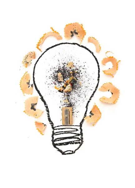Kreativa Idéer Ikon Med Penna Och Glödlampa Som Symbol För — Stockfoto