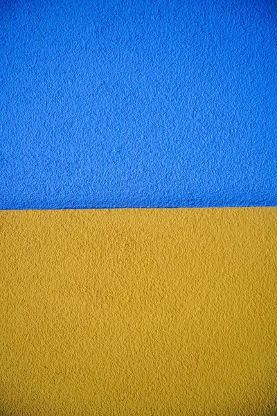 Blaue Und Gelbe Oberfläche Der Betonwand Bunt Bemalter Hintergrund — Stockfoto