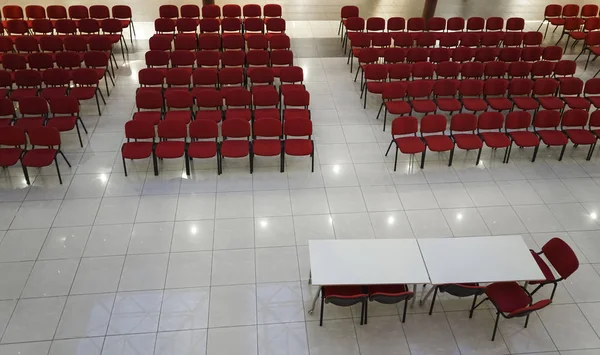 Top View View Modern Red Seat Rows Empty Meeting Rooms — Stock Photo, Image