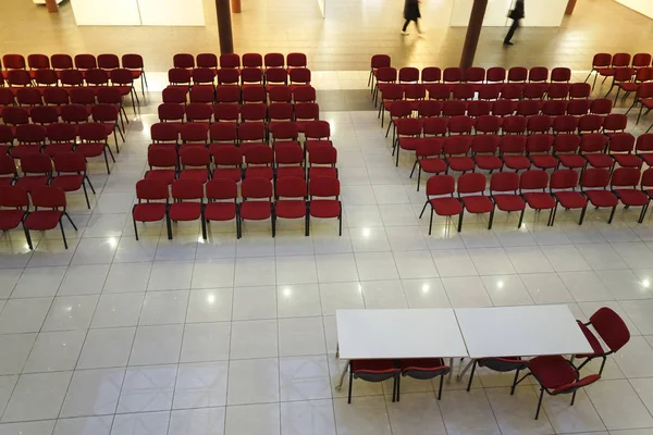 Top View View Modern Red Seat Rows Empty Meeting Rooms — Stock Photo, Image