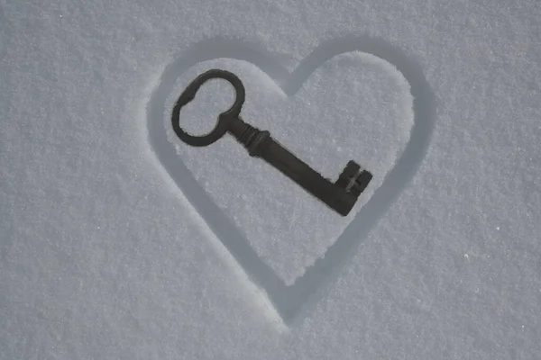 Символ Сердца Снегу Любви Счастливого Дня Святого Валентина Старый Ржавый — стоковое фото