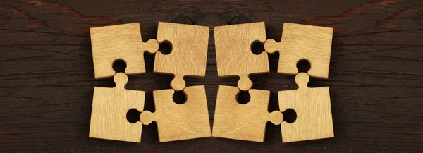 Puzzleteile Aus Holz Konzept Des Verbindungsmenschen — Stockfoto