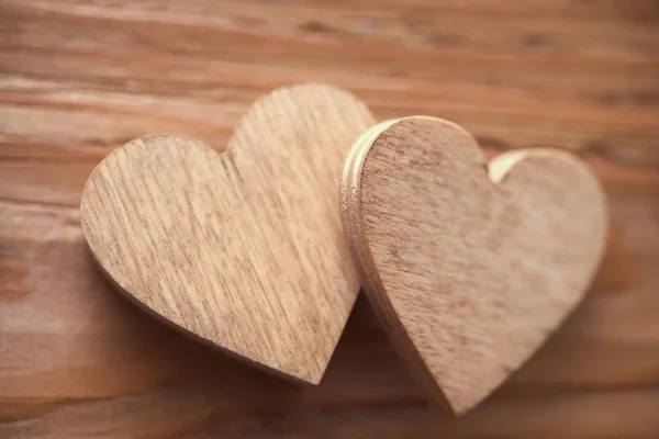 Dos Corazones Madera Feliz Día San Valentín — Foto de Stock