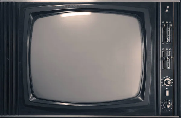 老旧的电视孤立在灰墙背景下 复古的老式电视风格 空白屏 — 图库照片