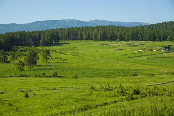 Amazing view of Ural mountains in South Ural.  Scenic landscape.