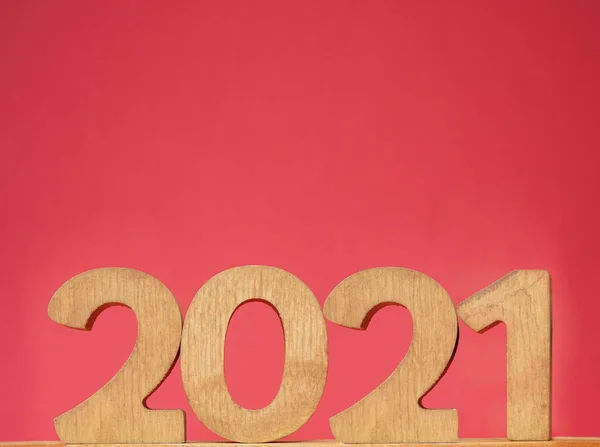 Nuovo Anno 2021 Legno Grande Numero Anno Legno Felice Anno — Foto Stock