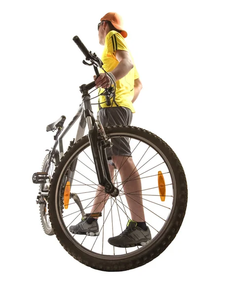 Sporty Young Rider Street Bike Standing White Background Bmx Cyclist — Stock Photo, Image