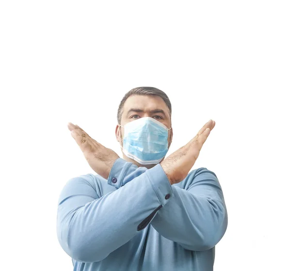 Uomo Mascherato Proteggerlo Coronavirus Pandemia Virale Corona Uomo Tiene Mano — Foto Stock