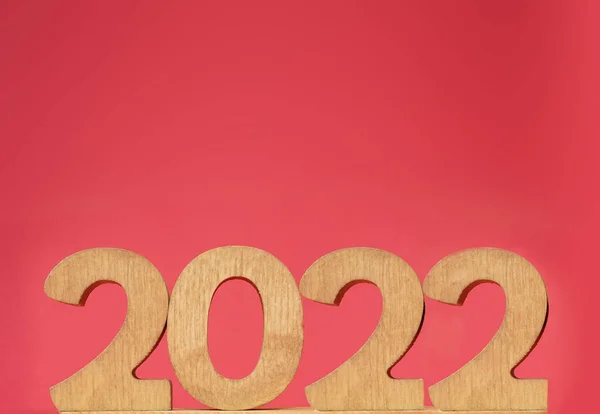 Νέο Έτος 2022 Από Ξύλο Μεγάλο Ξύλινο Έτος Αριθμός Ευτυχισμένο — Φωτογραφία Αρχείου