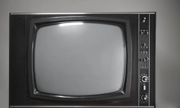 Starý Starý Televizor Izolovaný Šedém Pozadí Zdi Retro Vintage Styl — Stock fotografie