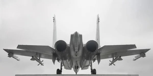 Chasseur Spectacle Aérien Russie Isolé Sur Fond Blanc Gris Jet — Photo