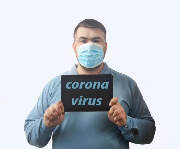 Muž Maskou Který Ochrání Před Coronavirem Pandemie Koronového Viru Muž — Stock fotografie