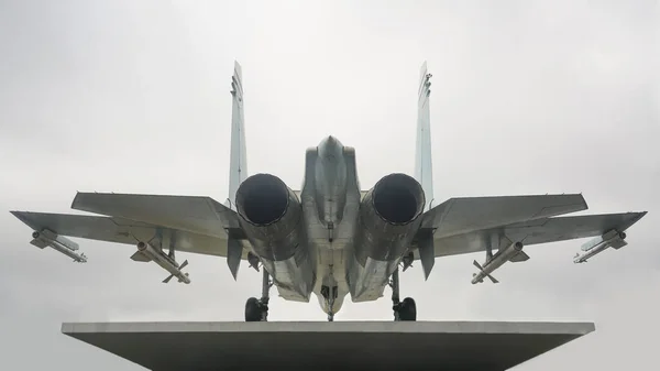 Fighter Letecké Přehlídce Rusku Izolované Bílém Nebo Šedém Pozadí Fighter — Stock fotografie