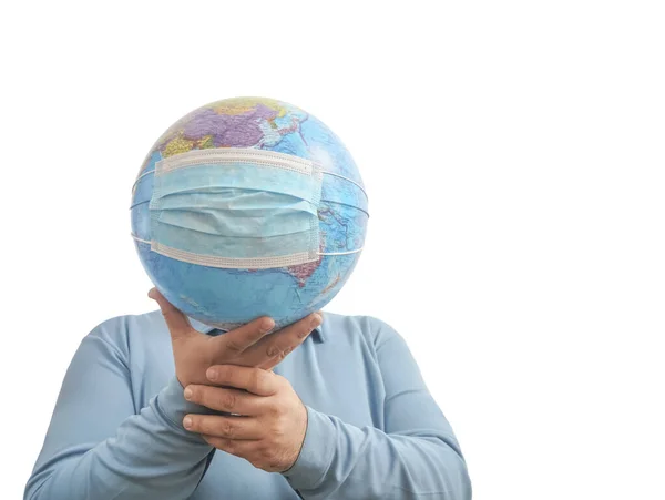 World Epidemic Danger World Need Protect Earth Globe Face Mask — Stock Photo, Image