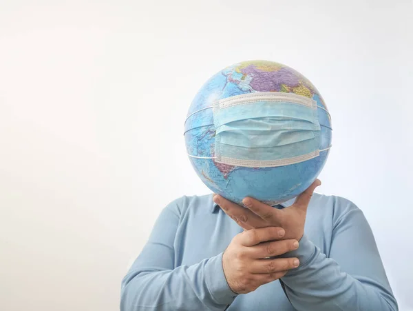 World Epidemic Danger World Need Protect Earth Globe Face Mask — Stock Photo, Image