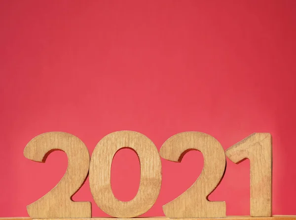 New Year 2021 Wood Big Wooden Year Number Happy New — Stock Photo, Image