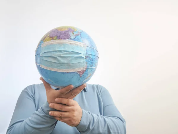 World Epidemic Danger World Need Protect Earth Globe Face Mask — Stock Photo, Image