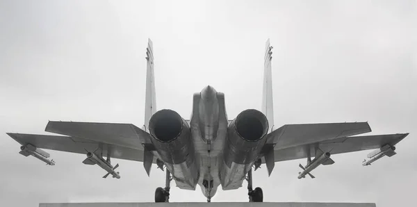 Fighter Show Aéreo Rússia Isolado Fundo Branco Cinza Fighter Jet — Fotografia de Stock