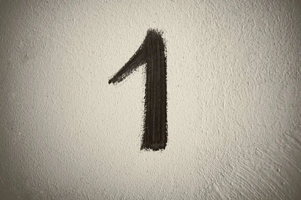 Casa Número Uno Negro Sobre Fondo Blanco Sobre Pared Casa — Foto de Stock