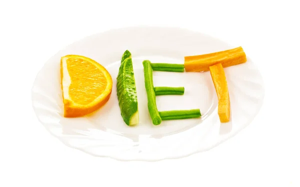 Word Diet Composed Slices Different Fruits Vegetables — Stock Photo, Image