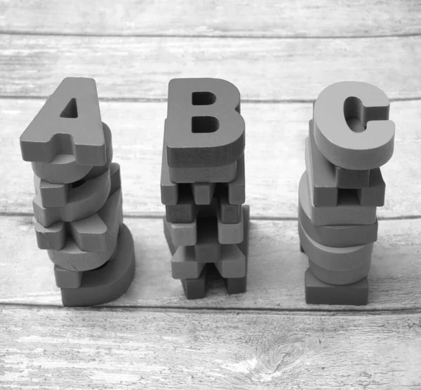 Photo Alphabet Bois Blocs Orthographe Abc Cubes Bois Avec Lettre — Photo