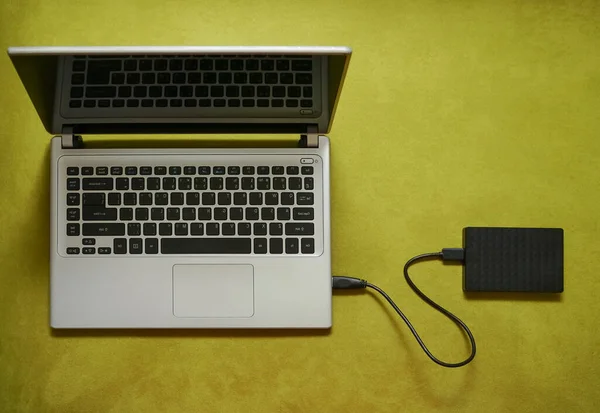 External Hard drive connected to the Laptop Computer.