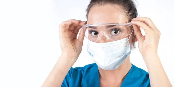 Biologist Doctor Nurse Hospital Worker Isolated White Background Female Doctor — Stock Photo, Image