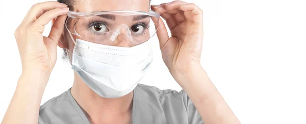 Biologo Medico Infermiere Ospedale Worker Isolated Sfondo Bianco Medico Femminile — Foto Stock