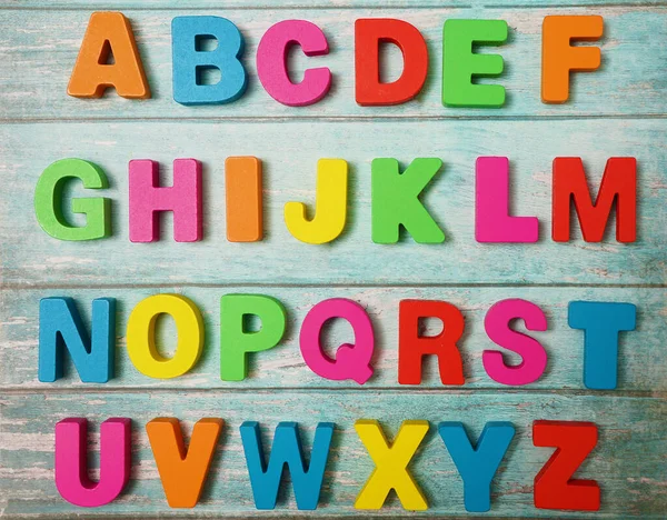 Lettres Bois Alphabet Anglais Vue Dessus — Photo