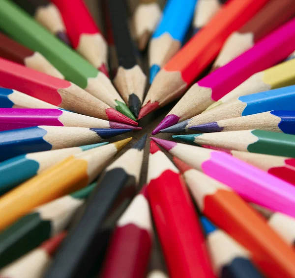 Color Pencils Arranged Circle — Stock Photo, Image