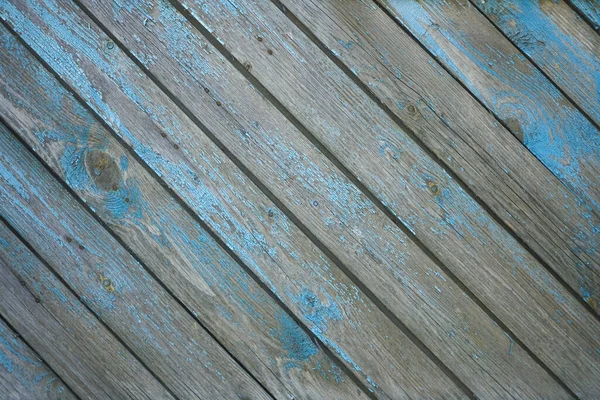 Bruine Oude Geschilderde Planken Close Achtergrond Textuur Van Blauwe Schilferende — Stockfoto