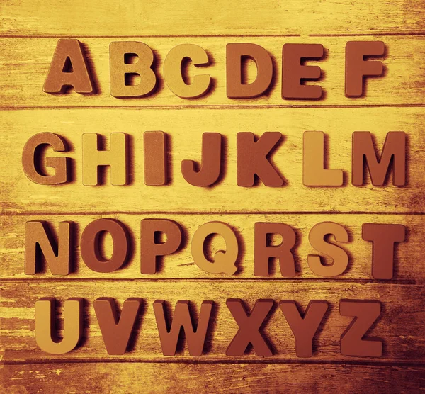 stock image Wooden letters of English alphabet, top view