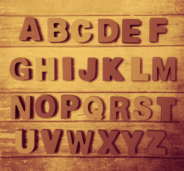 Dřevěná Písmena Anglické Abecedy Horní Pohled — Stock fotografie