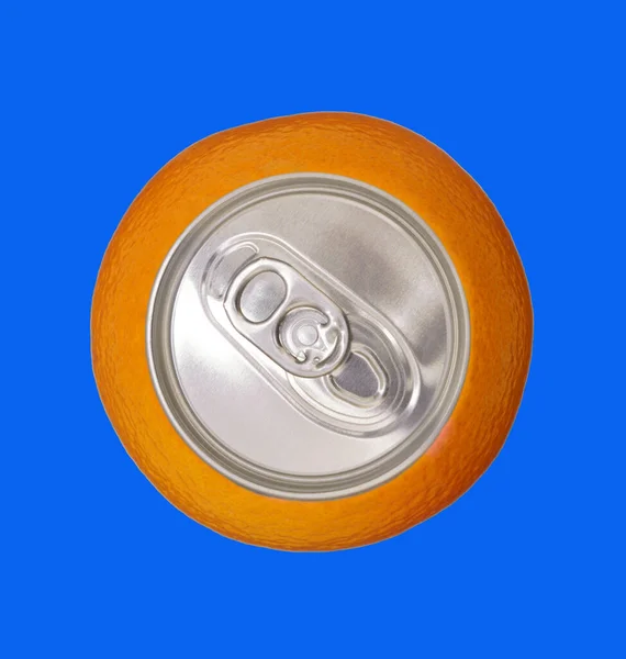 Креативный Апельсиновый Сок Кольцо Тянуть Банка Изолированы — стоковое фото