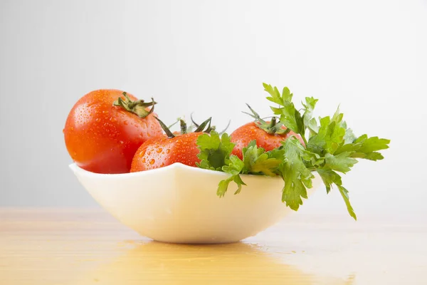 Ingredienti Insalata Con Sedano Pomodori Interi Verdure Fresche Bagnate Verdi — Foto Stock