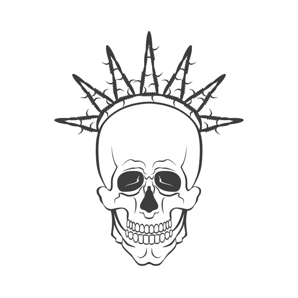 Crânio vetorial com símbolo de arame farpado. Ilustração do conceito de liberdade — Vetor de Stock