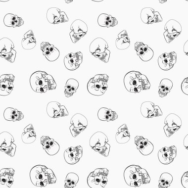 Beyaz arka plan vektör desen karanlık kafatasları