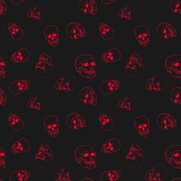 Red skulls vector seamless pattern — Stock Vector