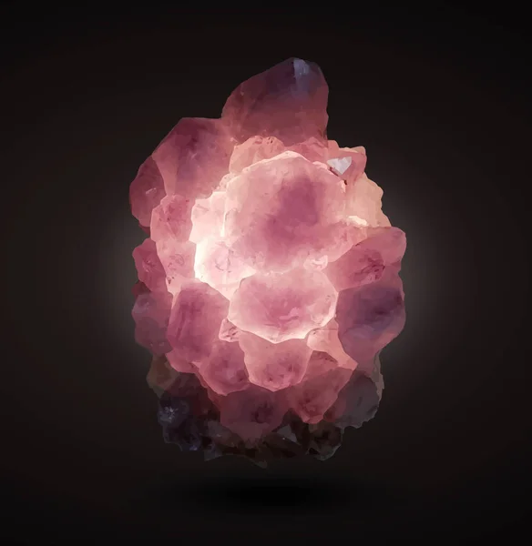Realistischer Amethyst Kristall Dunkeln — Stockvektor