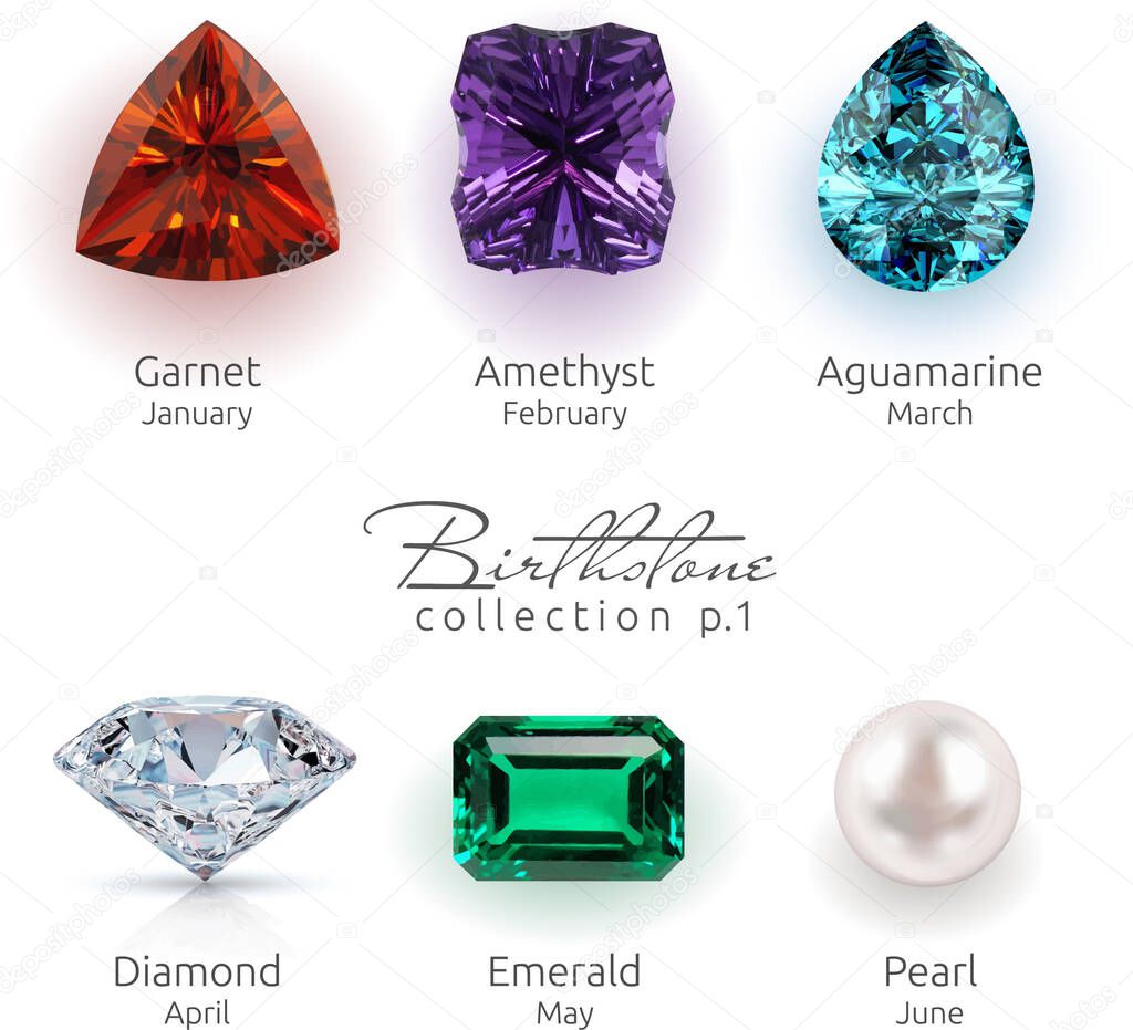 Realistic Birthstones collection gem jewelry set part 1
