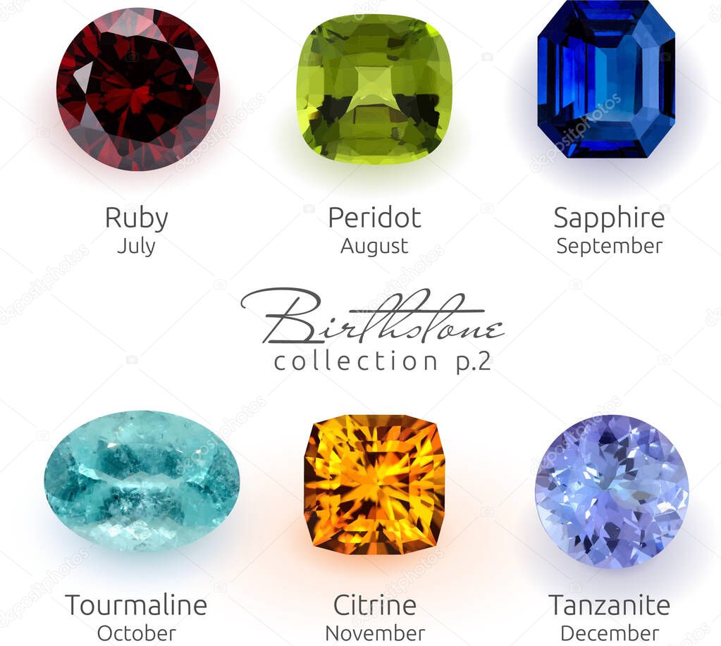 Realistic Birthstones collection gem jewelry set part 2