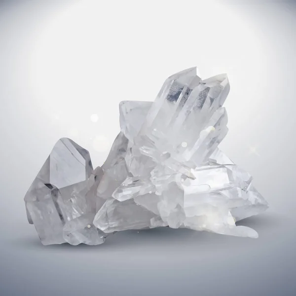 Cristal Quartzo Branco Realista Brilhante — Vetor de Stock